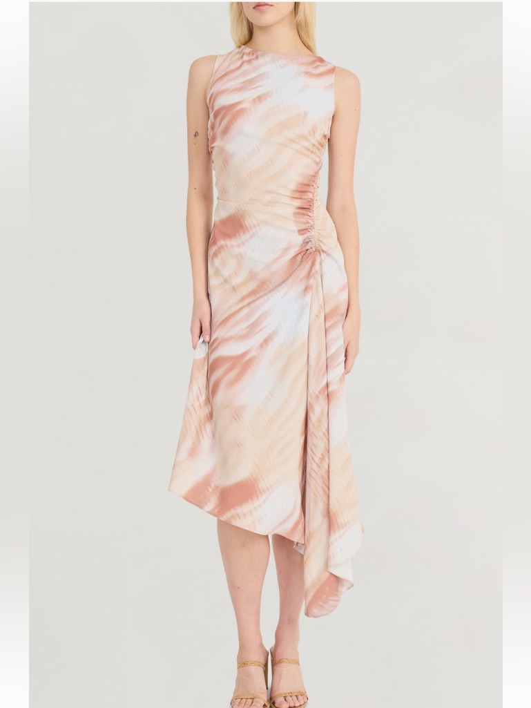 Nwt Size 8 Luxely Asymmetric Ruched Midi Dress